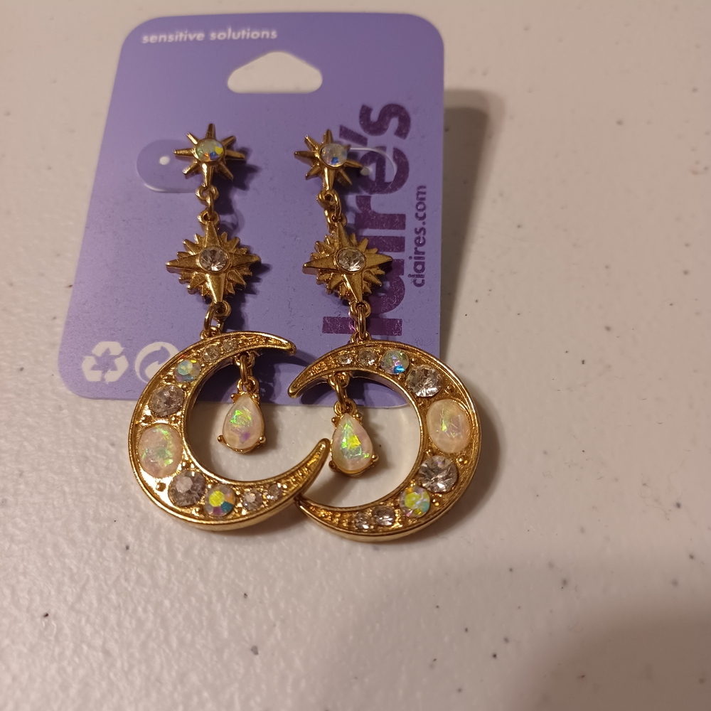 Claire's Gold Celestial Drop Earrings
